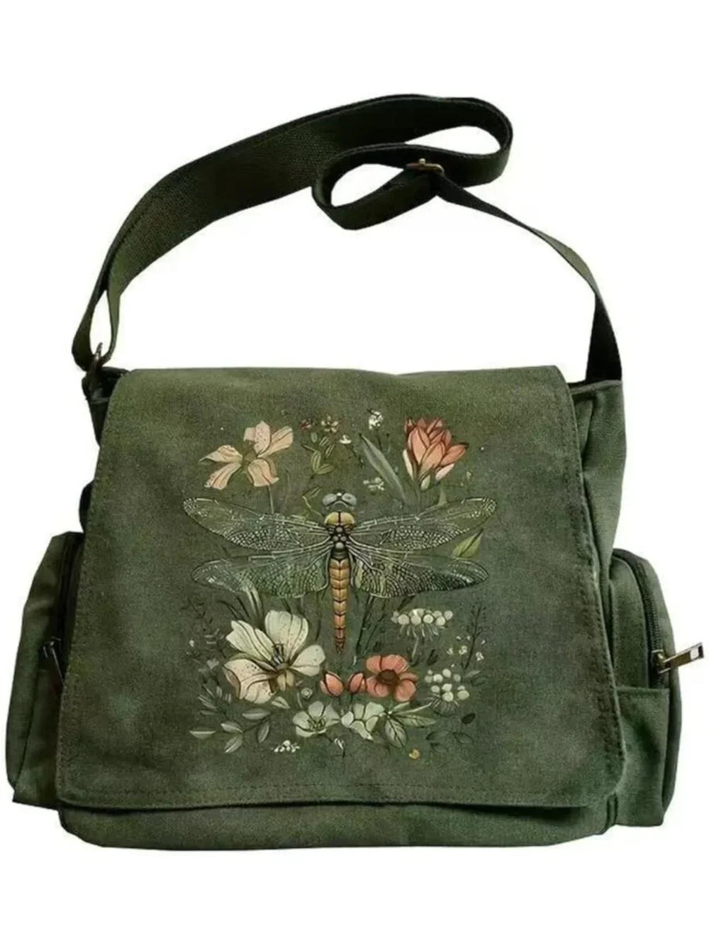 Cute Patterned Canvas Messenger Bag | Lightweight Crossbody Purse with Pockets